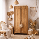 Parisian Art Deco wardrobe, raw wood.