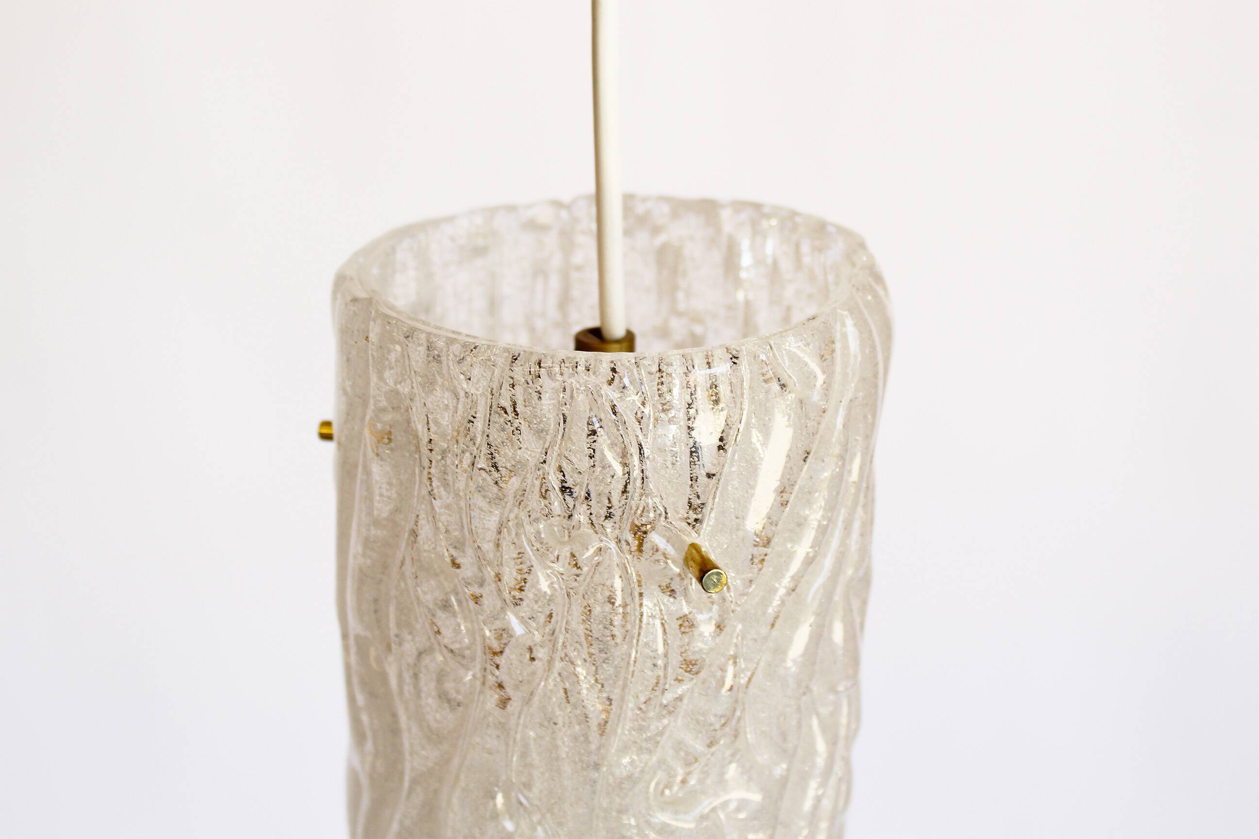 Petite ‘Riffle’ glass and brass pendant lamps by Kalmar