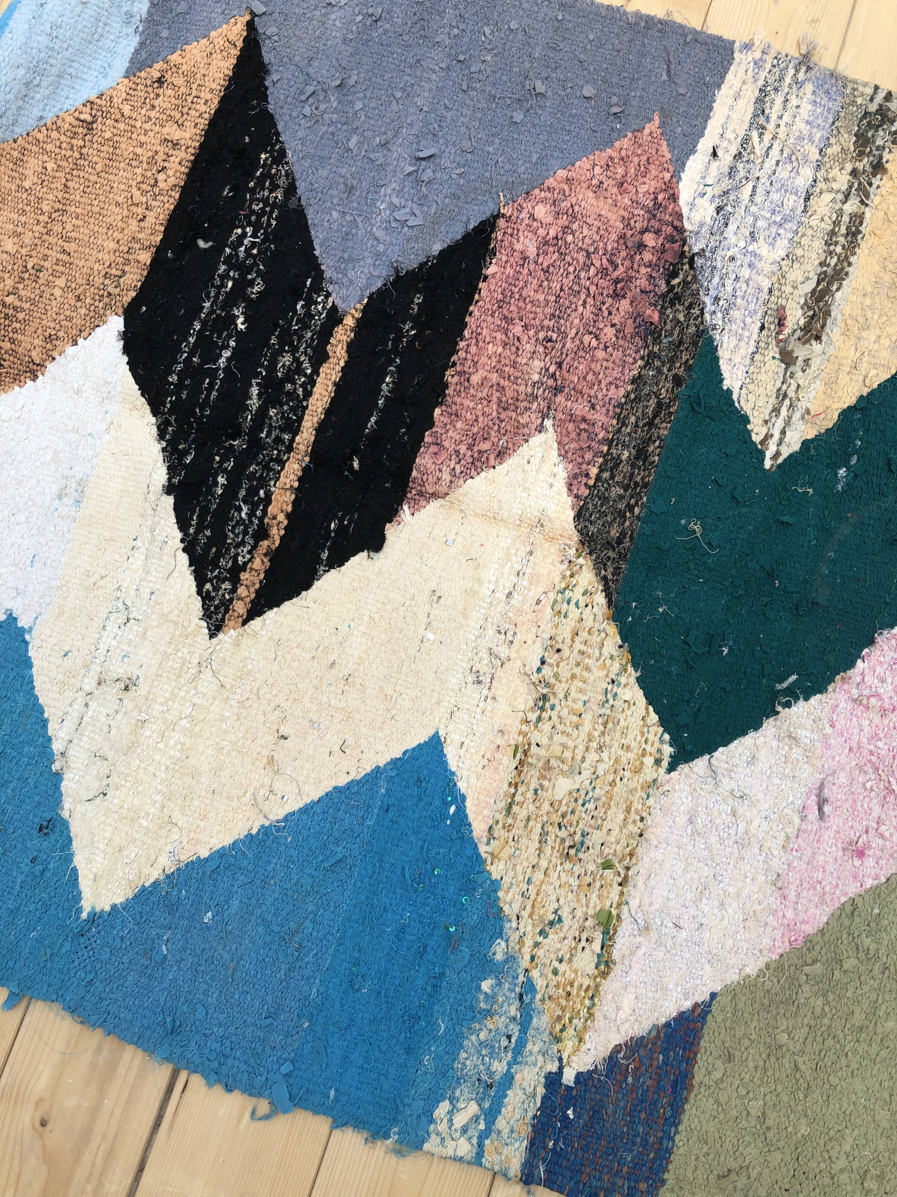 Moroccan Berber carpet Kilim Boucherouite 2, 03x1, 02m