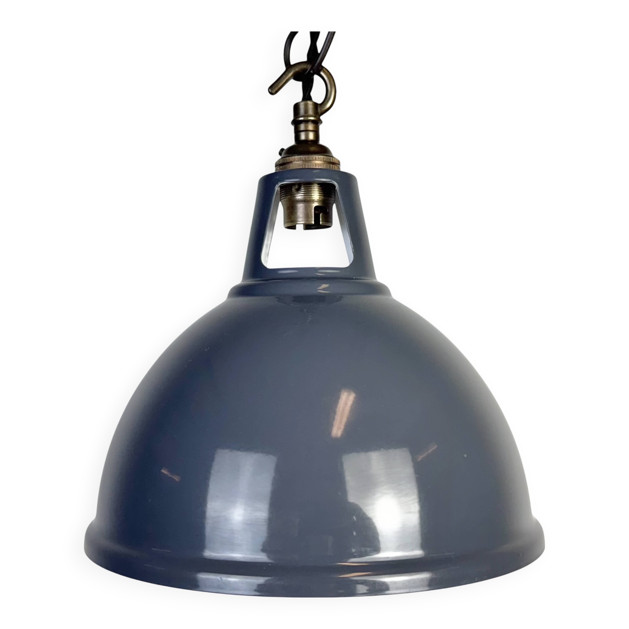 Vintage Industrial Grey Painted Pendant Lamp