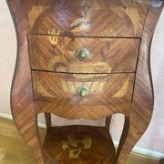 Pair of bedside tables in rosewood veneer on all sides. Louis XV style