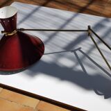 Large Diabolo wall lamp René Mathieu for Lunel burgundy color