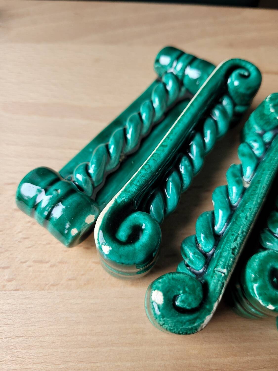Set of 11 Vallauris glazed porcelain knife holders
