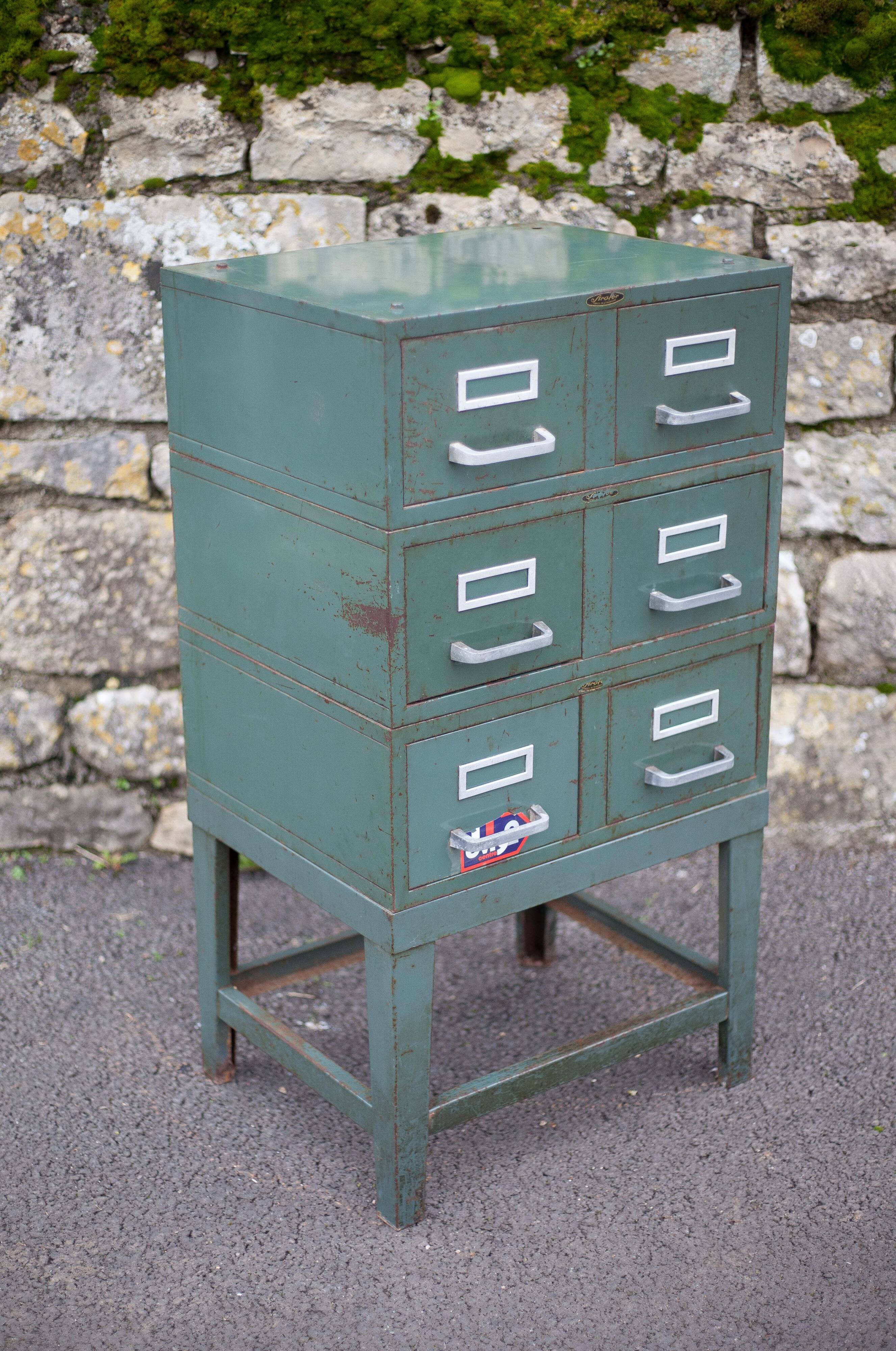 Vintage Strafor furniture, 6-drawer furniture, vintage metal furniture, industrial, loft decor, 50's