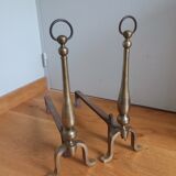 Brass or bronze andirons