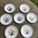 Set of 7 small dessert plates, Saint Amandinoire, Saint Amand decorated with sailboats