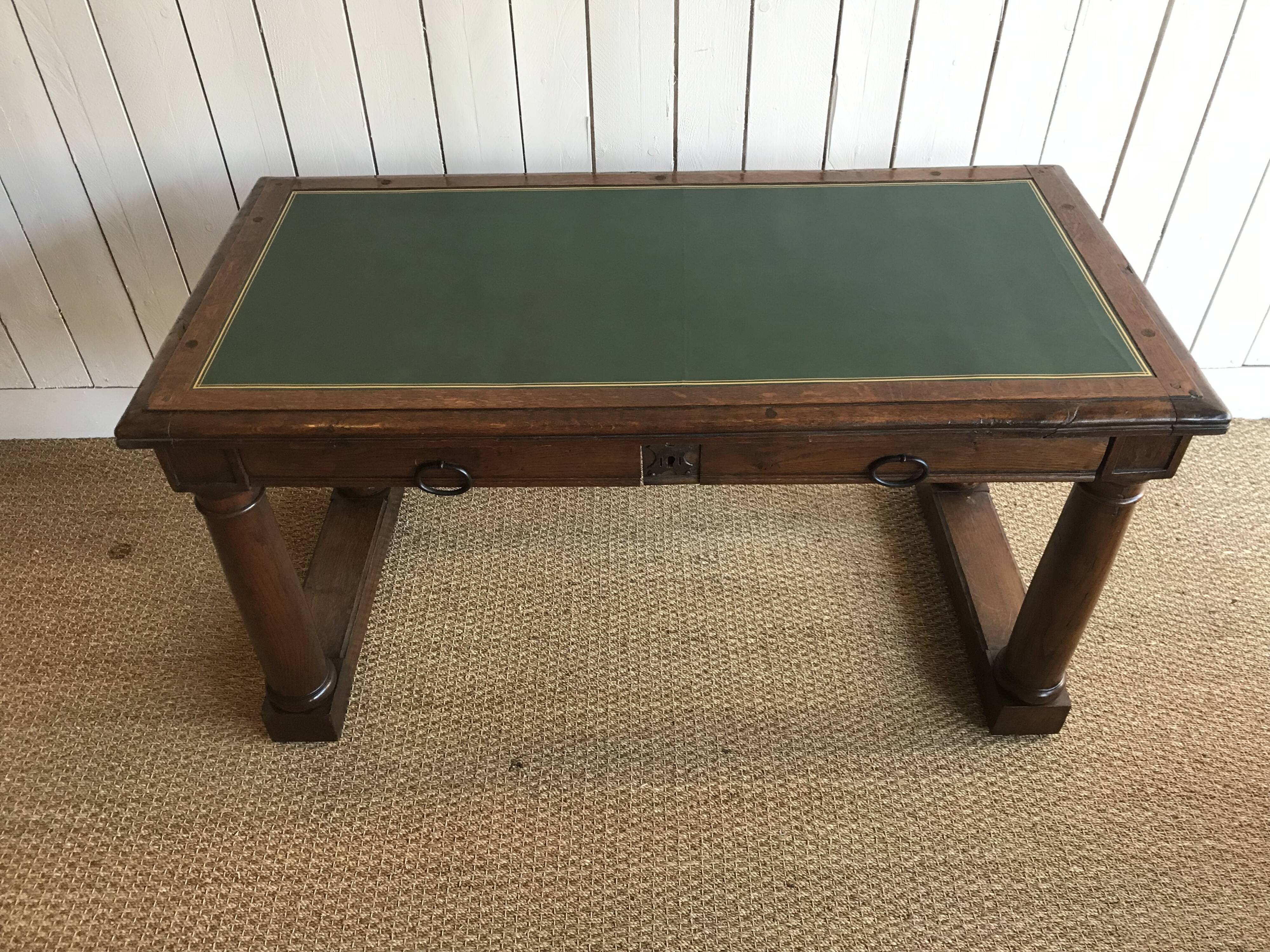 Oak and leather desk. Restored.