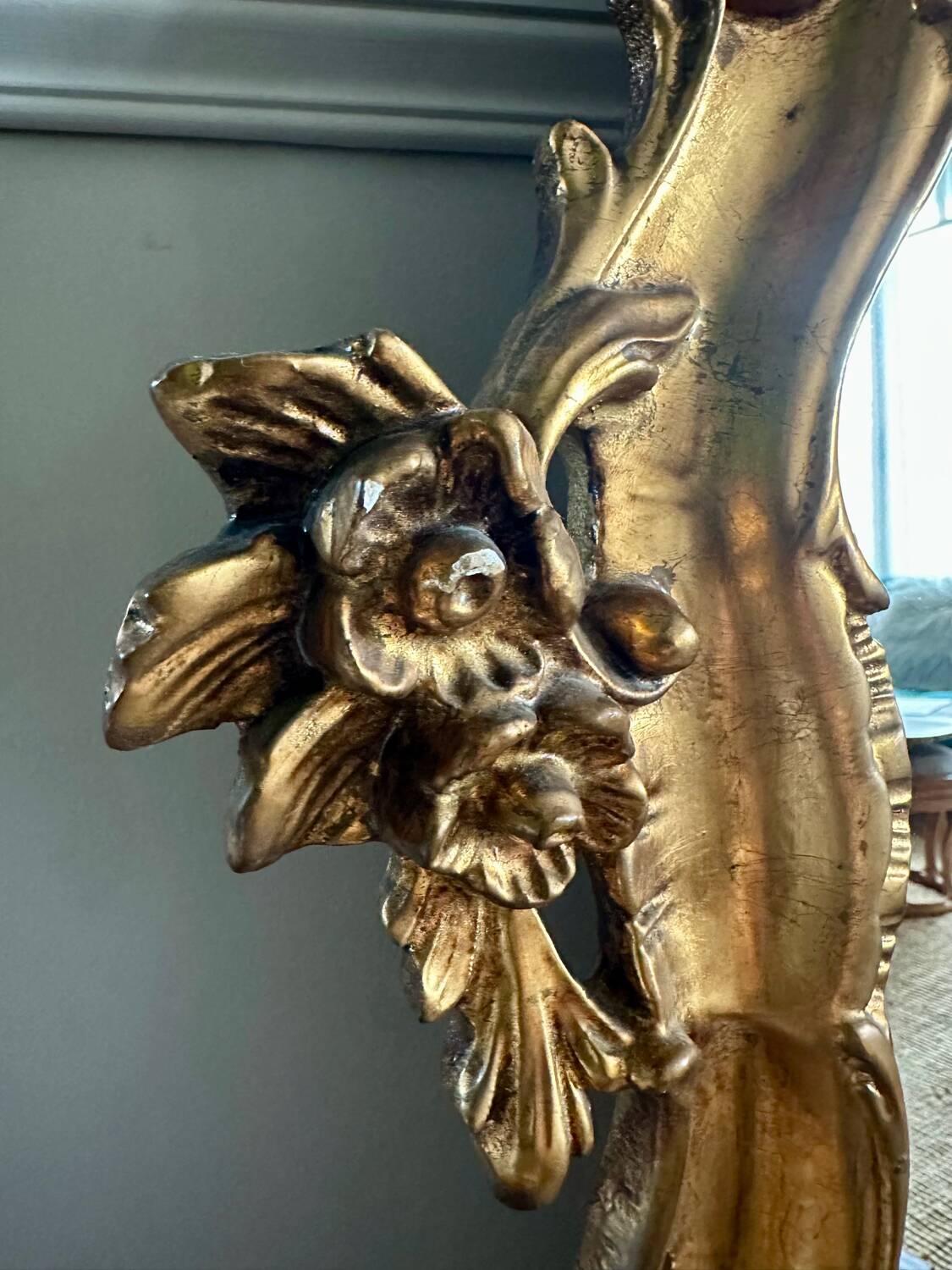 Large vintage baroque gold mirror 102x68