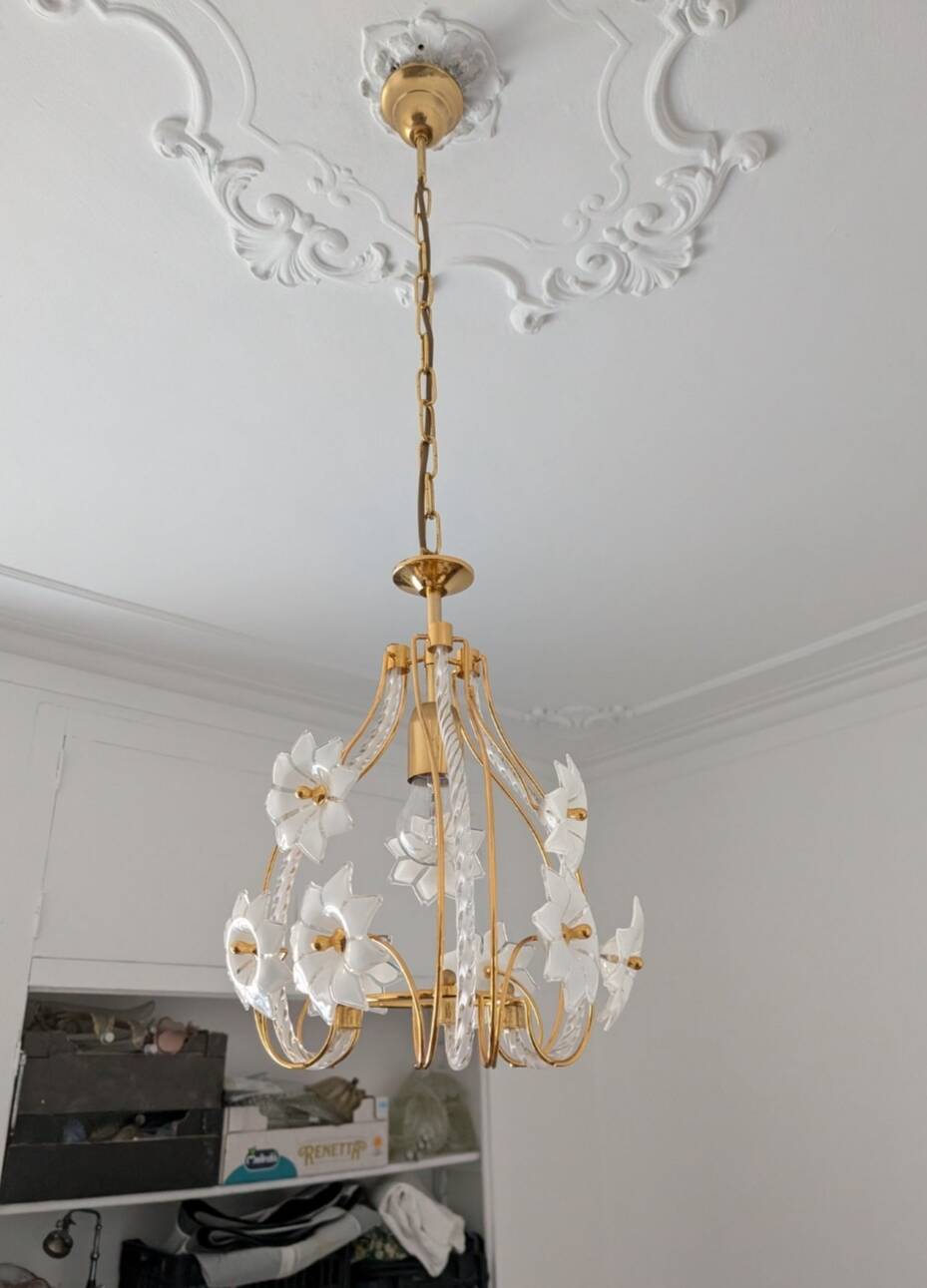 Lampadario vintage in vetro di Murano – "Bocciolo di Fiore" - Altezza