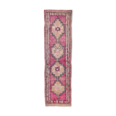 3x10 pastel pink & blue vintage rug