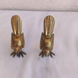 Pair of small brass birds