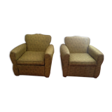 Paire de fauteuils vintages skaî chinés