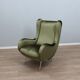 Fauteuil italien des années 1950 style Senior Zanuso en velours vert.