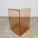 Smoked plexiglass cube side table by Michel Dumas, 1970s