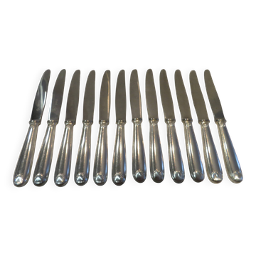 12 silver plated dessert knives by Christofle Vendome, 20.3cm