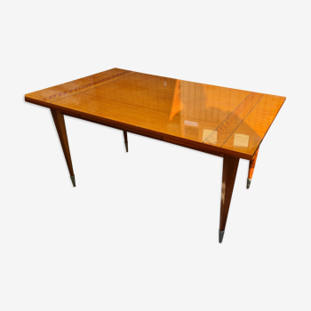 Table with beautiful marquetry and chairs