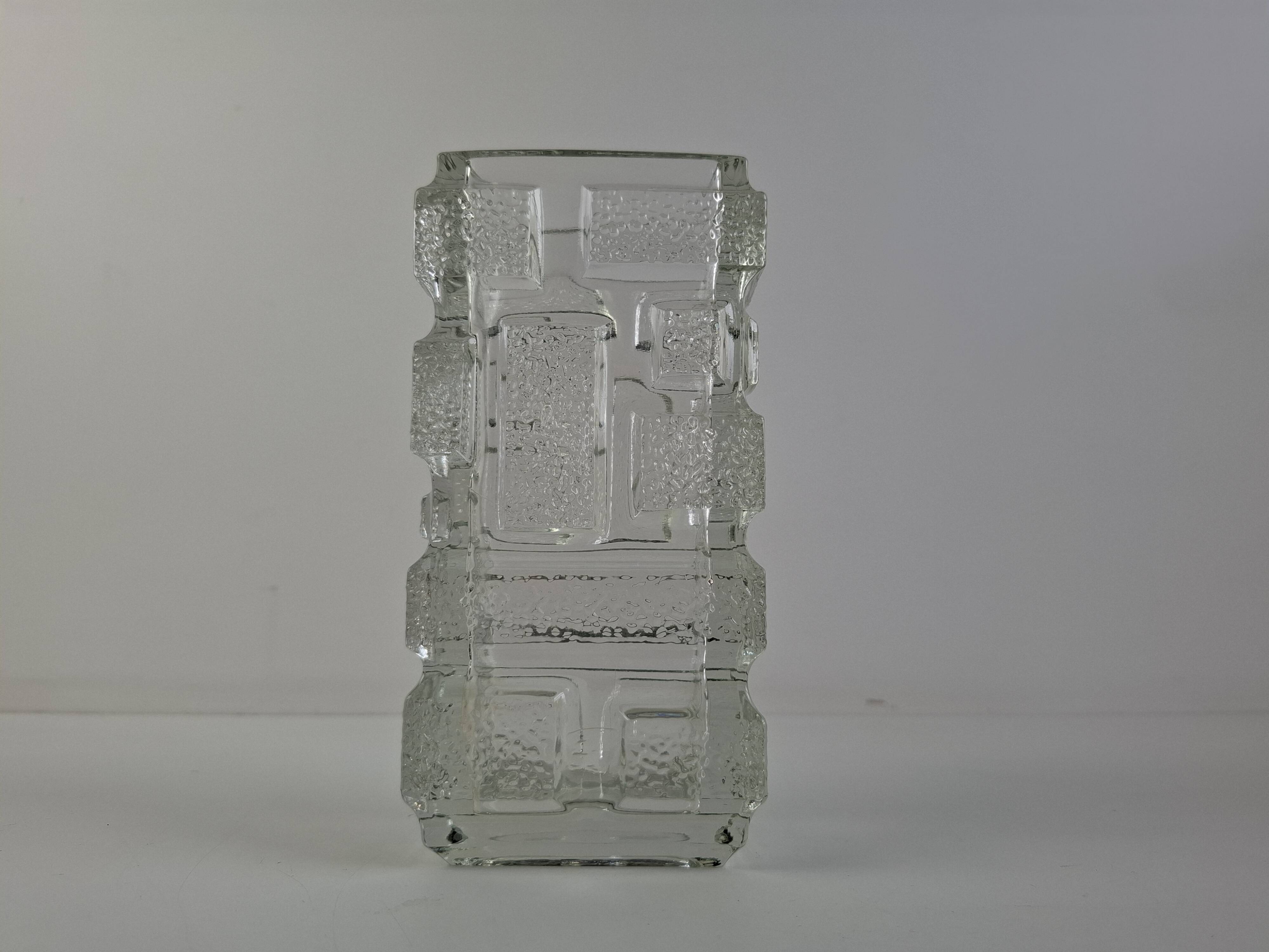 1969 Brickwork Pressed Glass Vase by Jiří Zejmon for Rudolfova Huť, Czechos