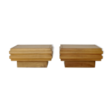 Pair of bedside tables or pieces of sofa in solid elm