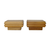 Pair of bedside tables or sofa ends in solid elm