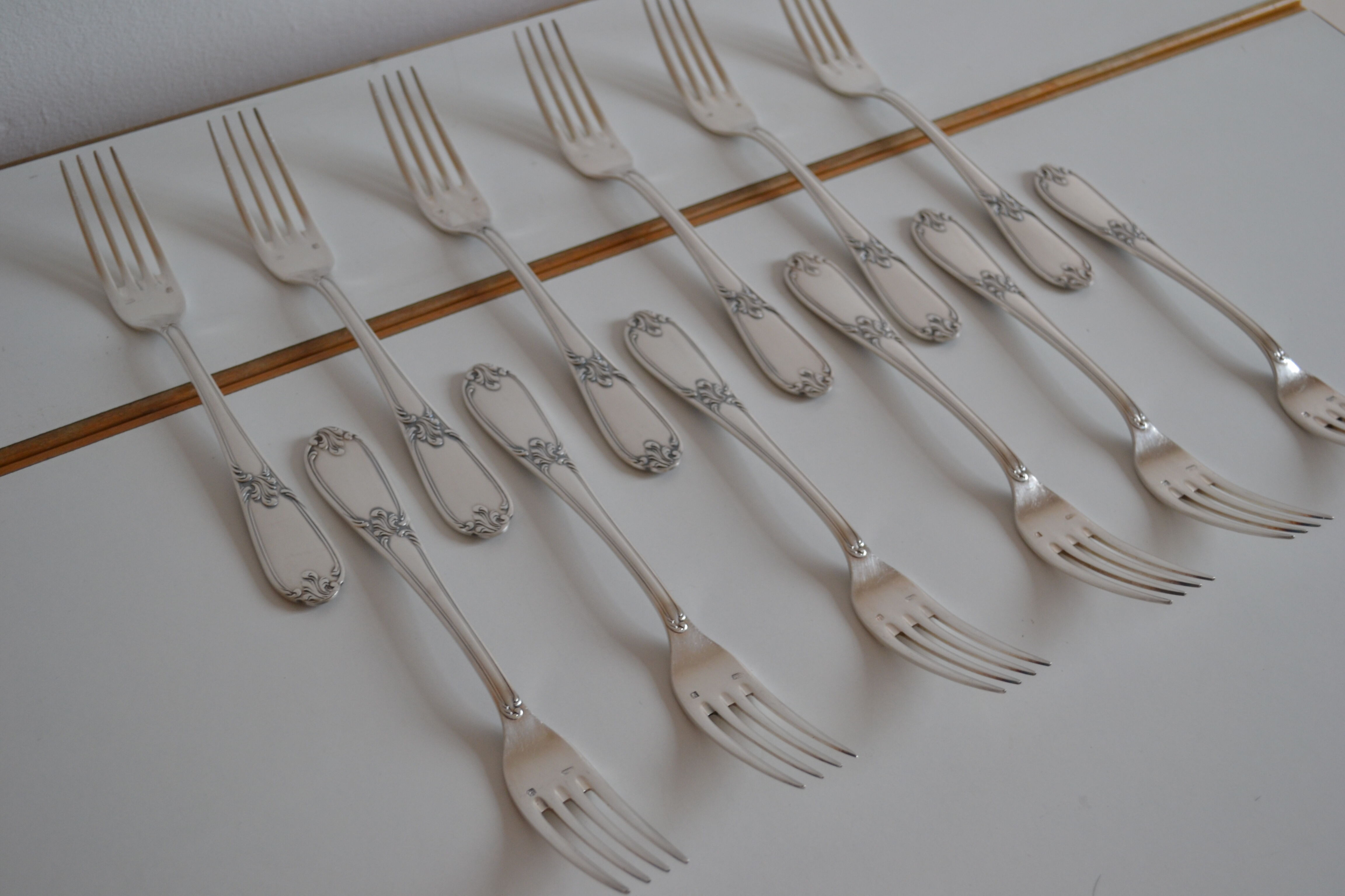 12 metal argente orfevre frionnet french table forks