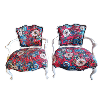 Pair of Louis XV style convertible armchairs