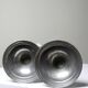 Pair of handcrafted candle holders Sun & Moon vintage mid-century silver-plated tin