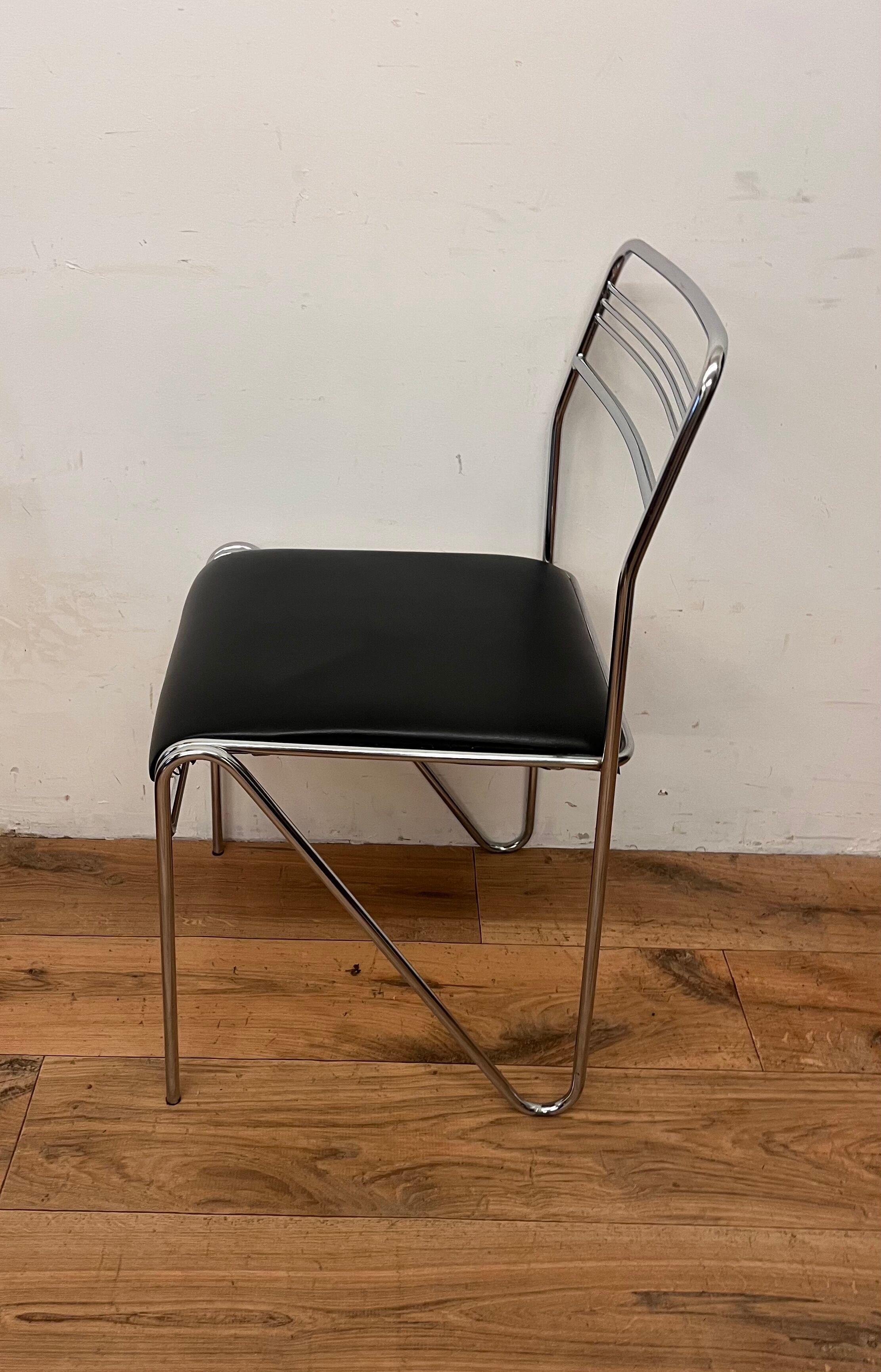 Three chrome and skai chairs from the 70s
