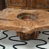Solid wood tree trunk coffee table