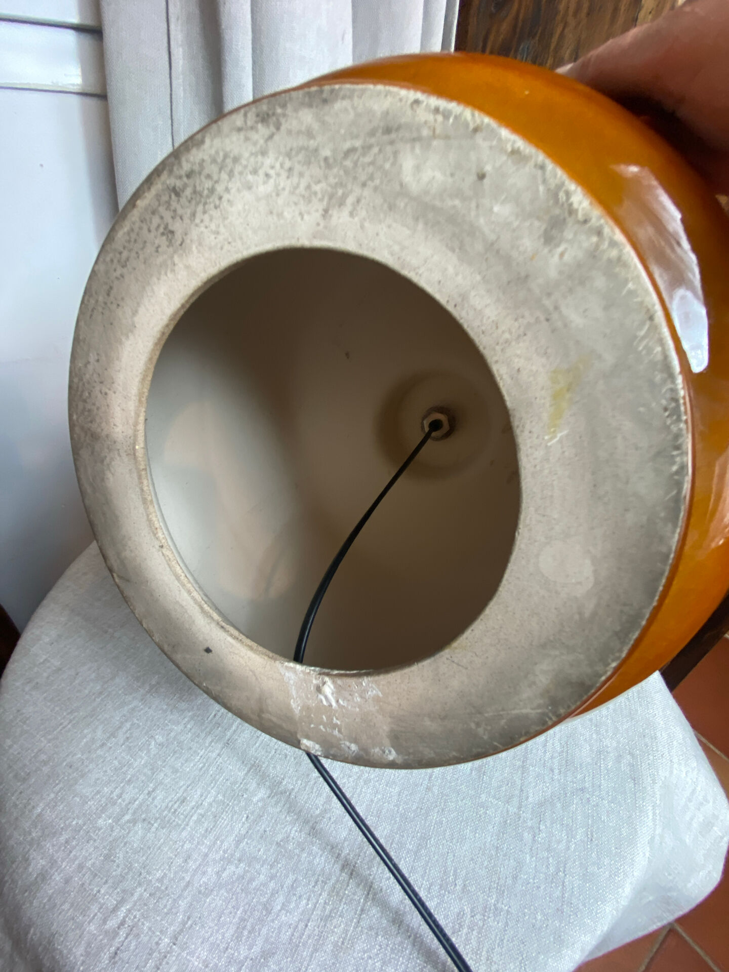 Large glazed ceramic lamp, 1970s