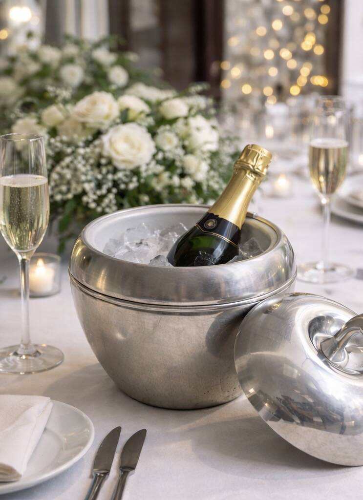 Stainless steel apple champagne bucket - Vintage - Good condition
