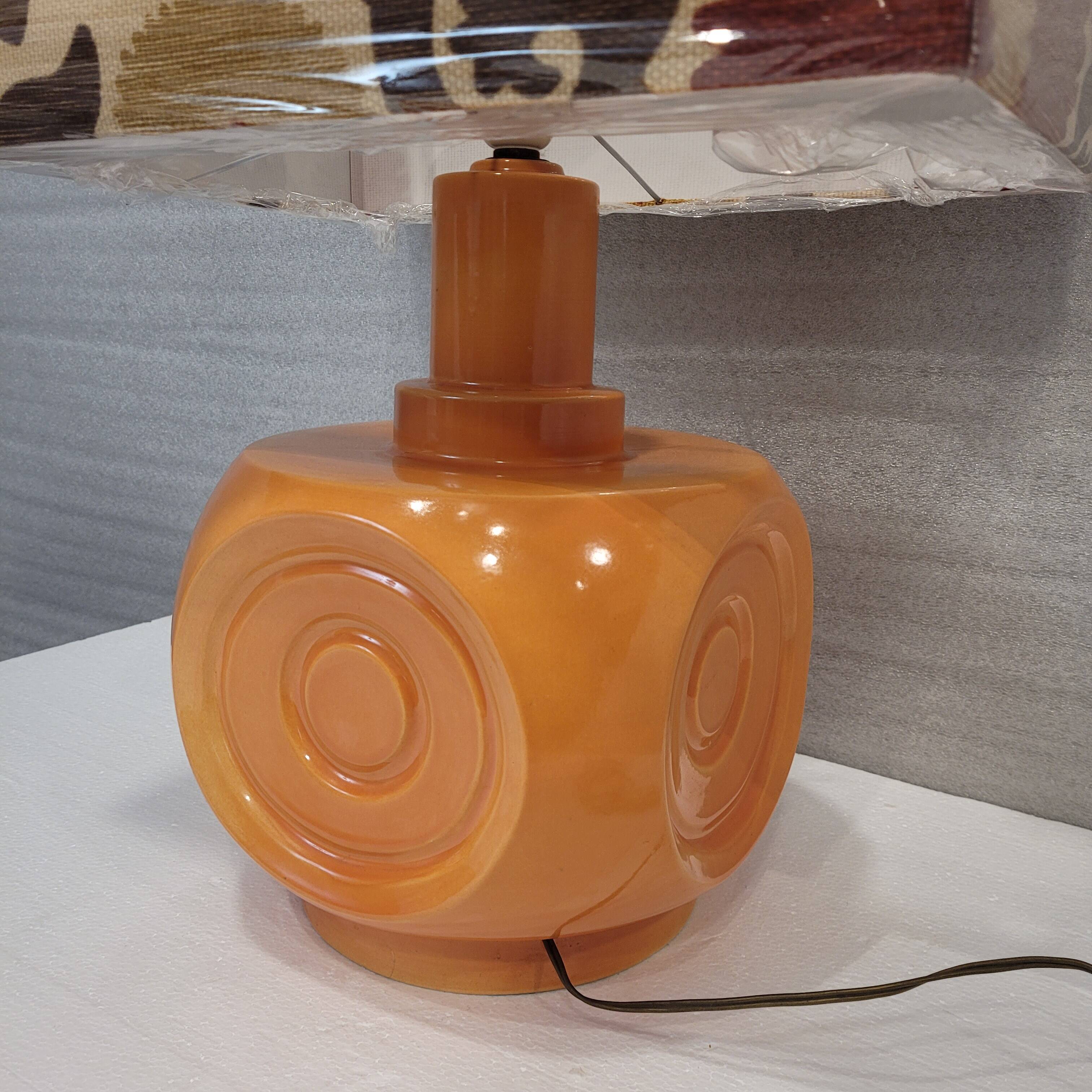 Orange ceramic lamp, 60's – Germany