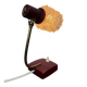 Vintage burgundy table lamp with glass shade.