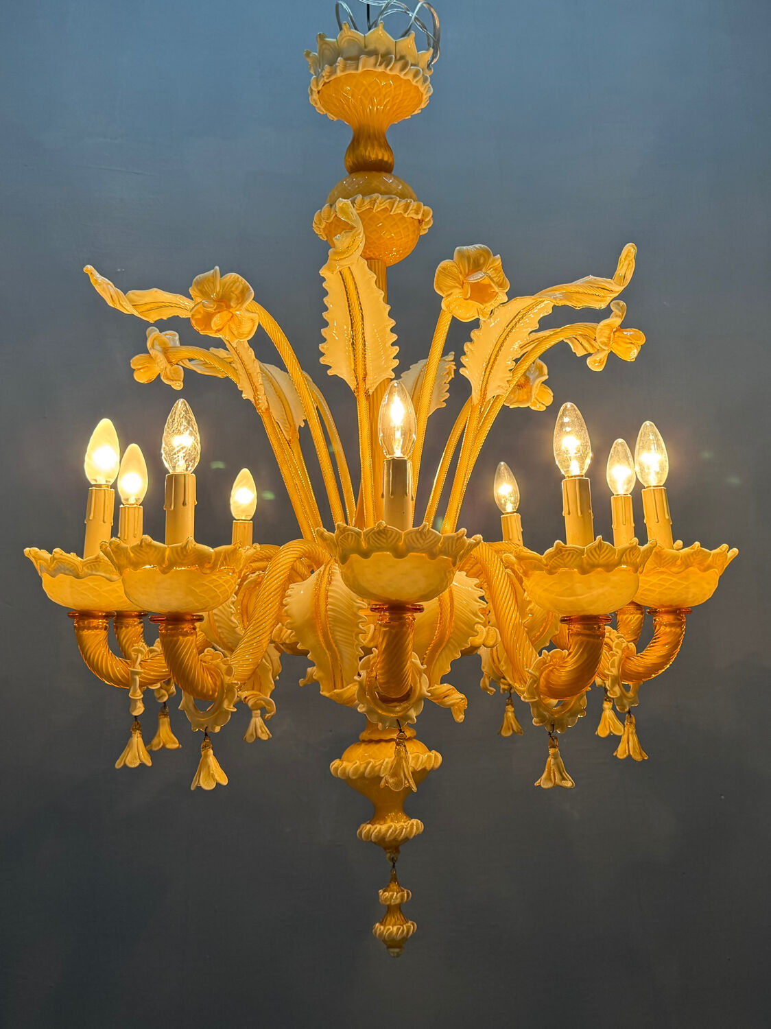 Large Venetian Murano Glass Chandelier 10 Lights 1950’s