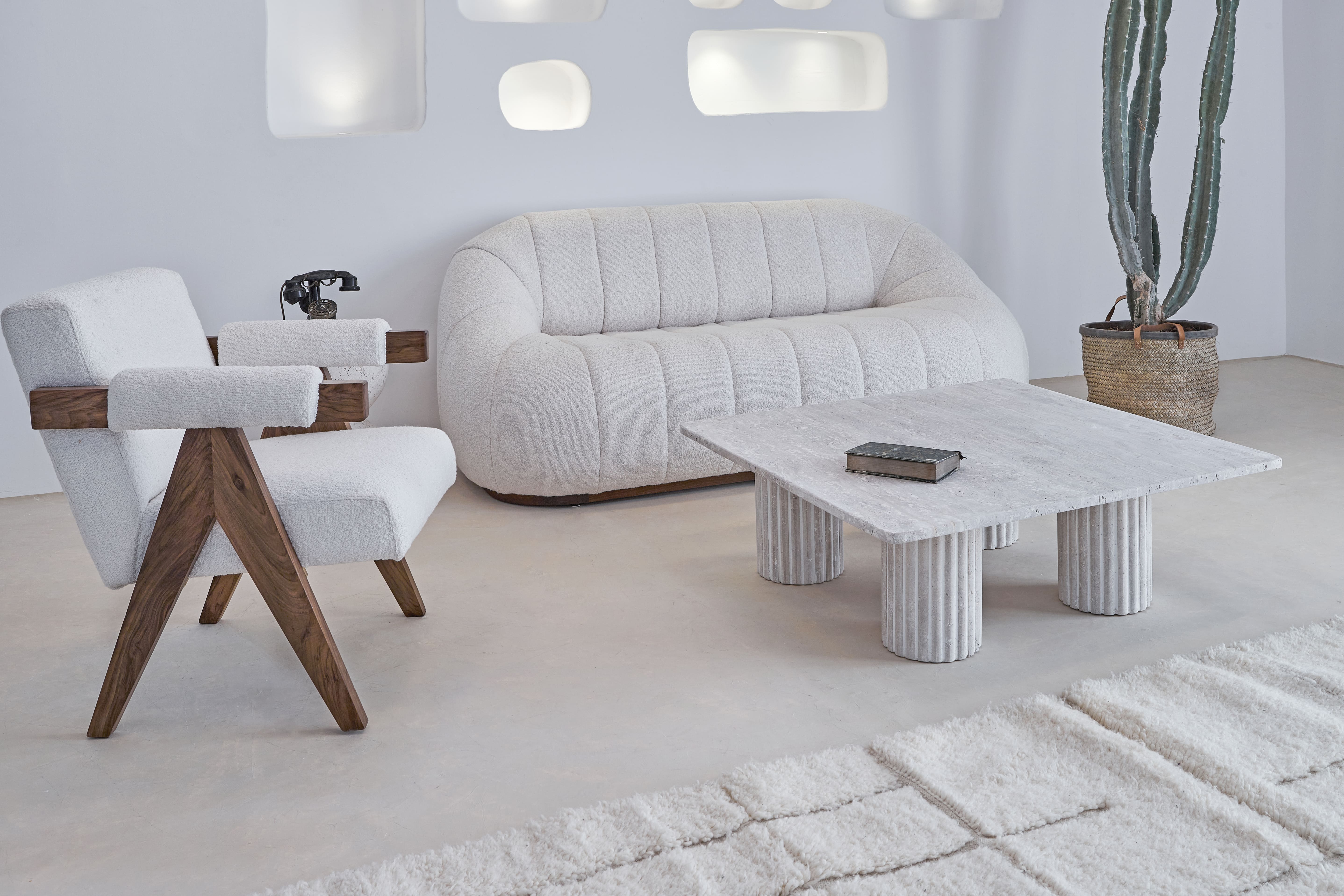 Natural travertine square coffee table 100x100