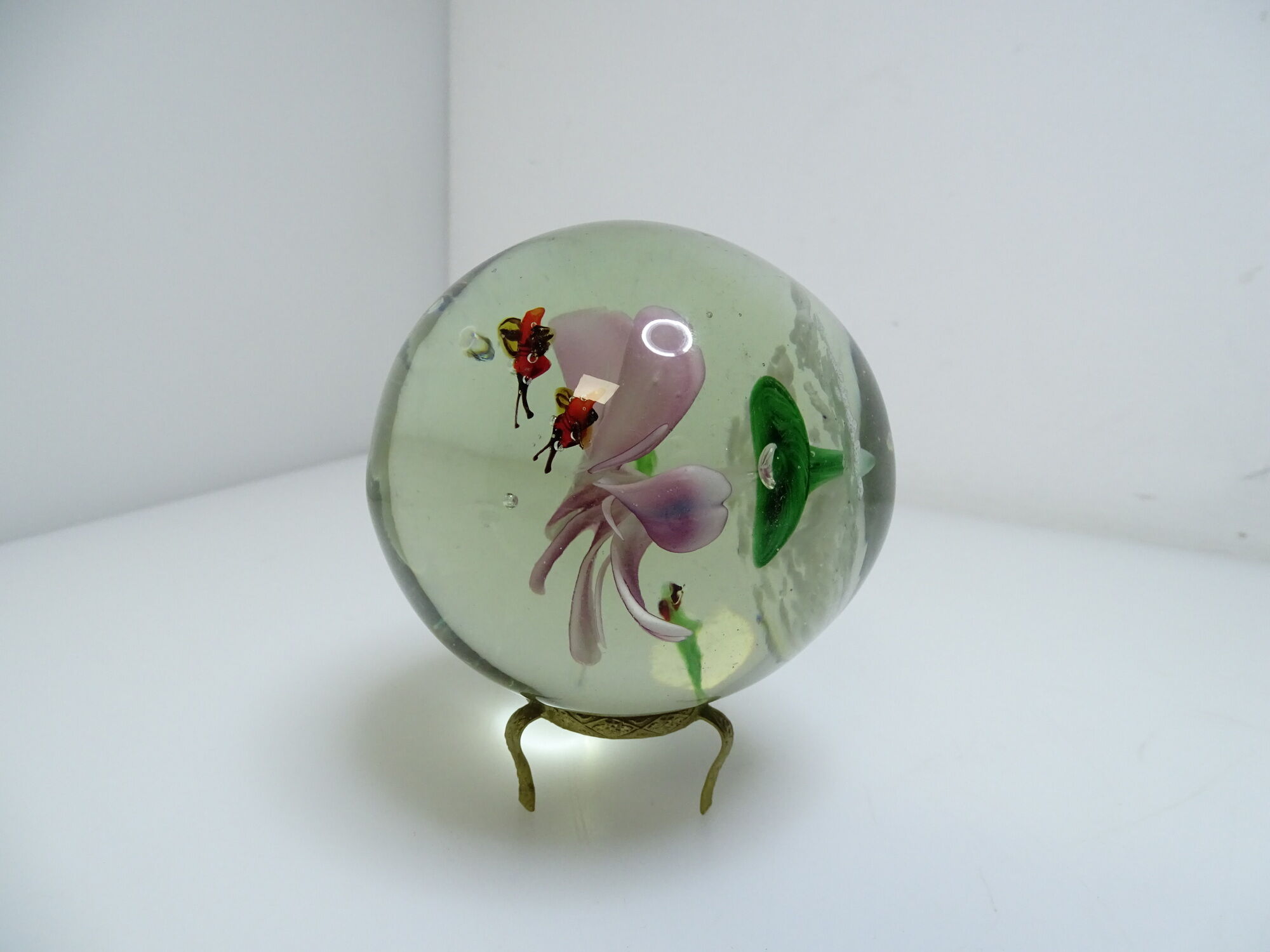 Paper press ball parchment flower, frogs and vintage insects