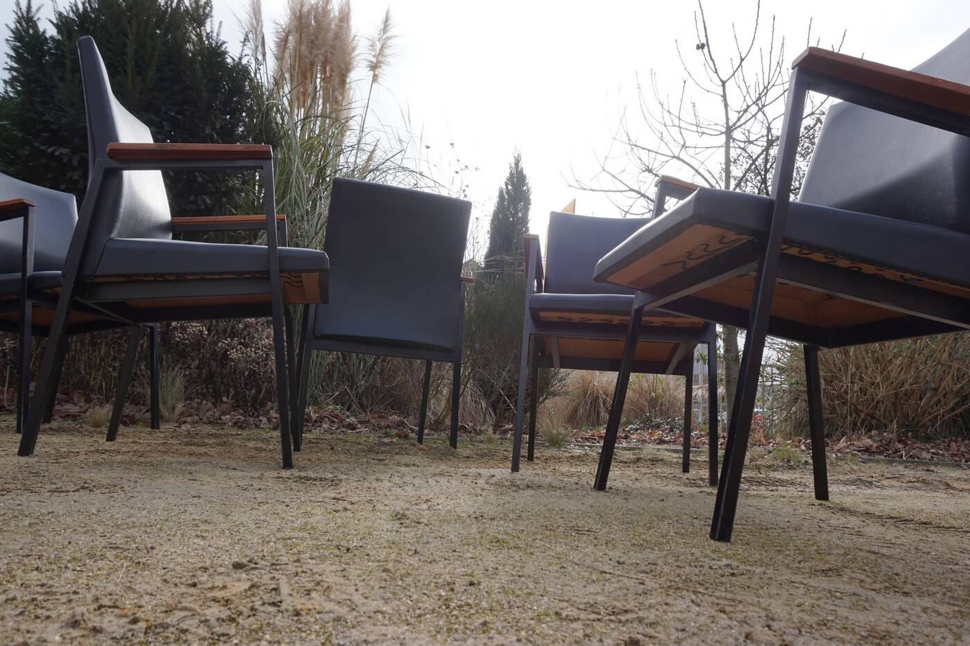 Midcentury Industrial Minimalistic Dutch Design Armchairs/Conference Chairs