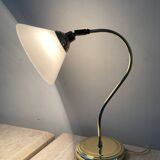 Articulated brass and opaline lamp from the 70s