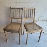 Pair of antique canned chairs Henri II