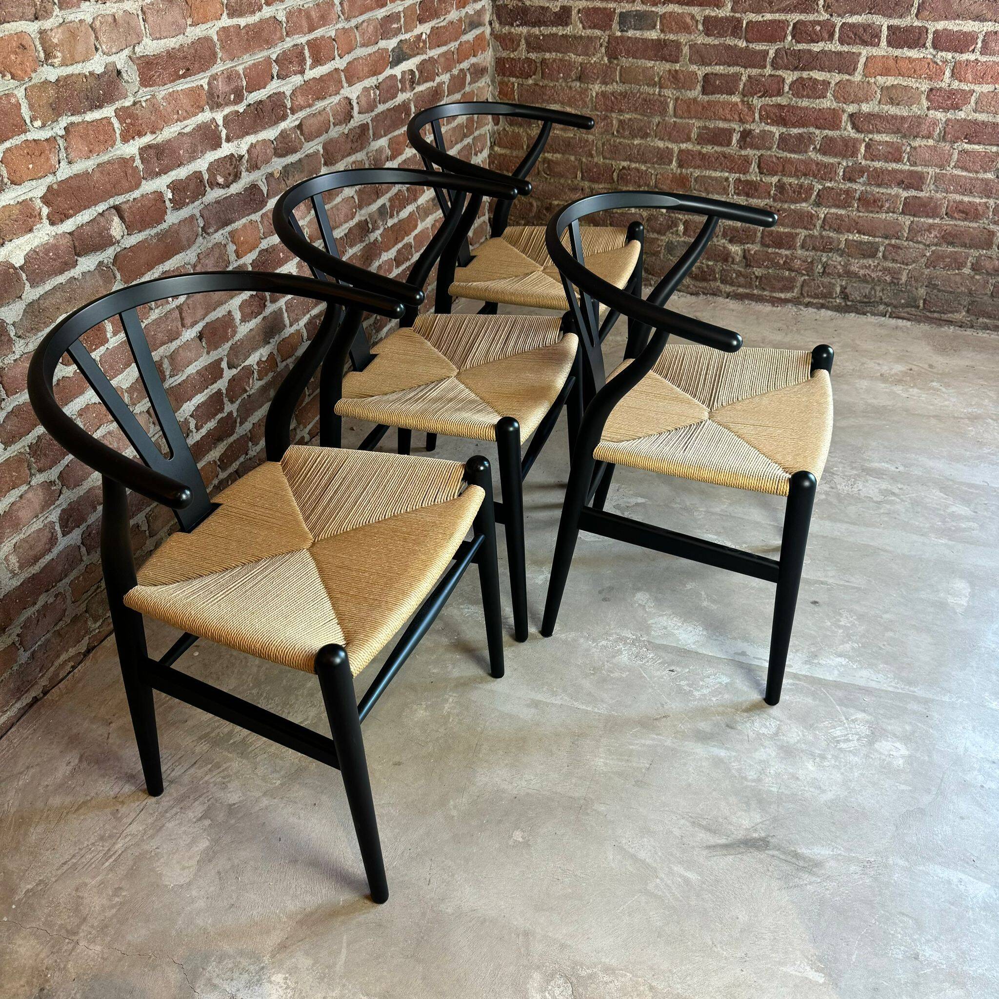 Set of four CH24 Hans J. Wegner for Carl Hansen, Wishbone chairs. Denmark 1960