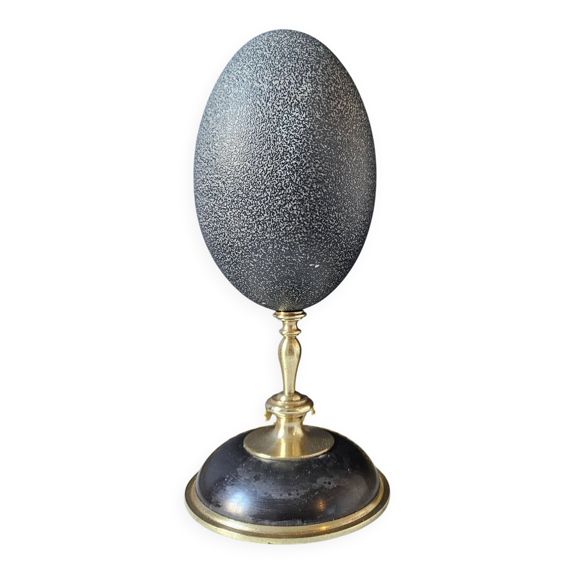 Emu Egg, Brass and Black Marble Base (Early 20th Century) H: 21 cm | Curiosity
