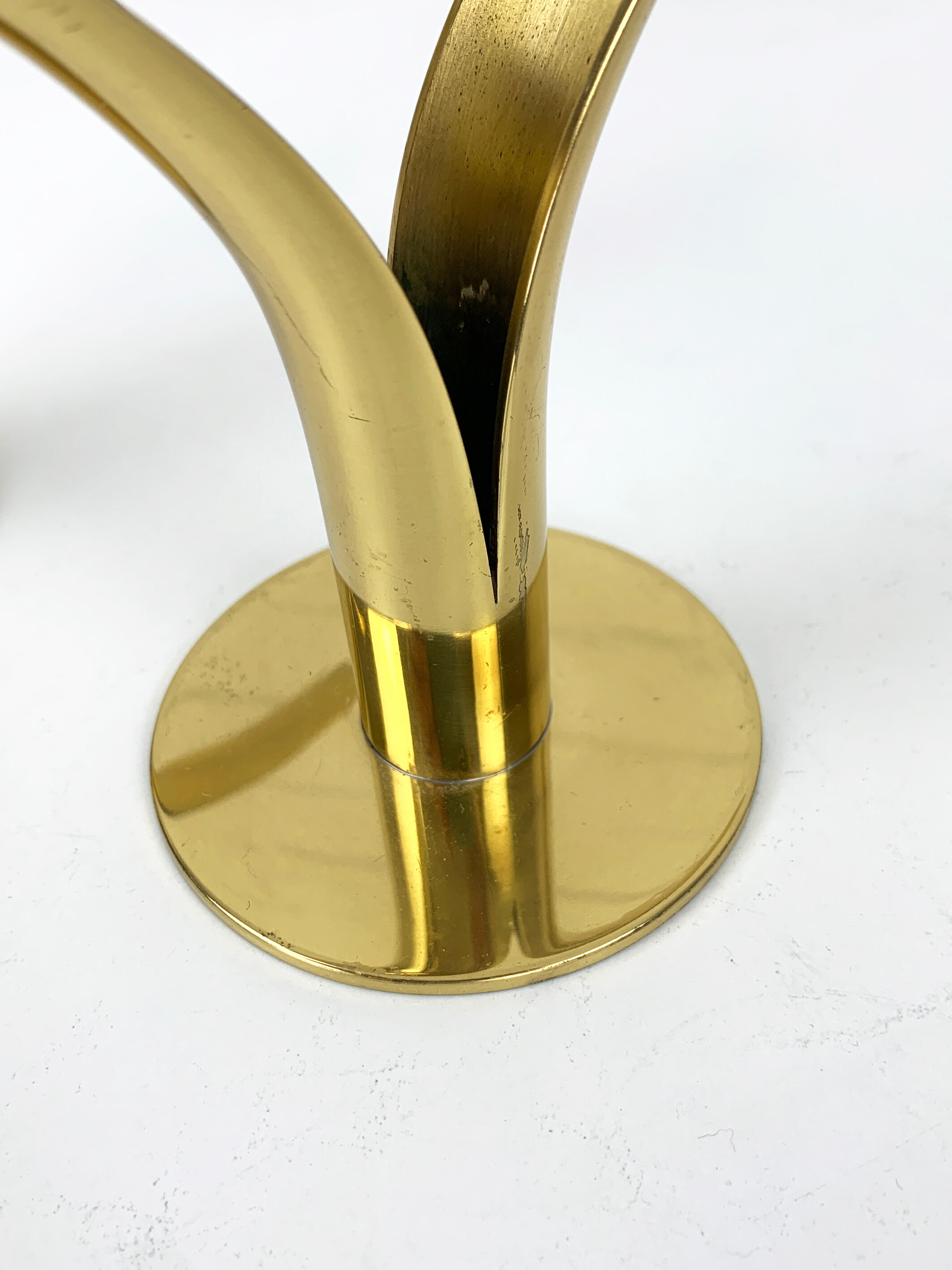 Pair of Lily brass candle holders, Ystad Metall, Sweden, design Ivar Ålenius Björk