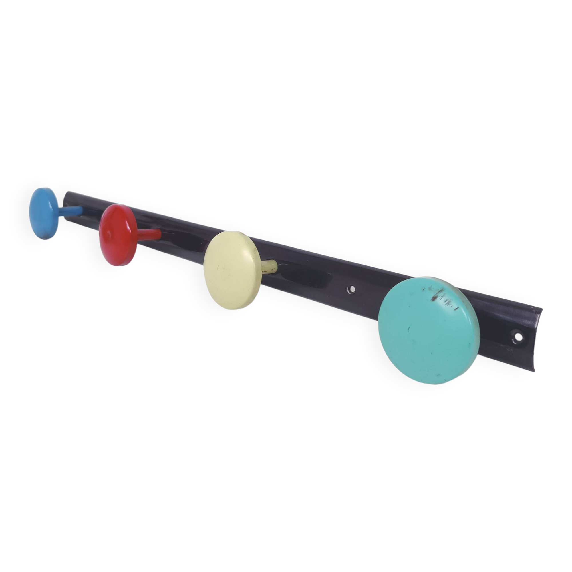 Vintage wall coat rack 4 metal hooks