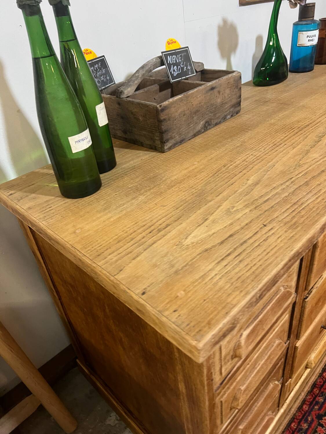 Antique oak hardware cabinet