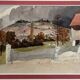 Painting Set of 3 watercolors Village and countryside early 20th century
