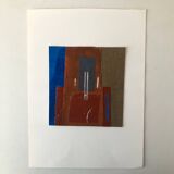 Abstract Artwork Collage Beige Blue