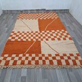 Traditional orange handwoven Berber rug, size 140 x 260 cm