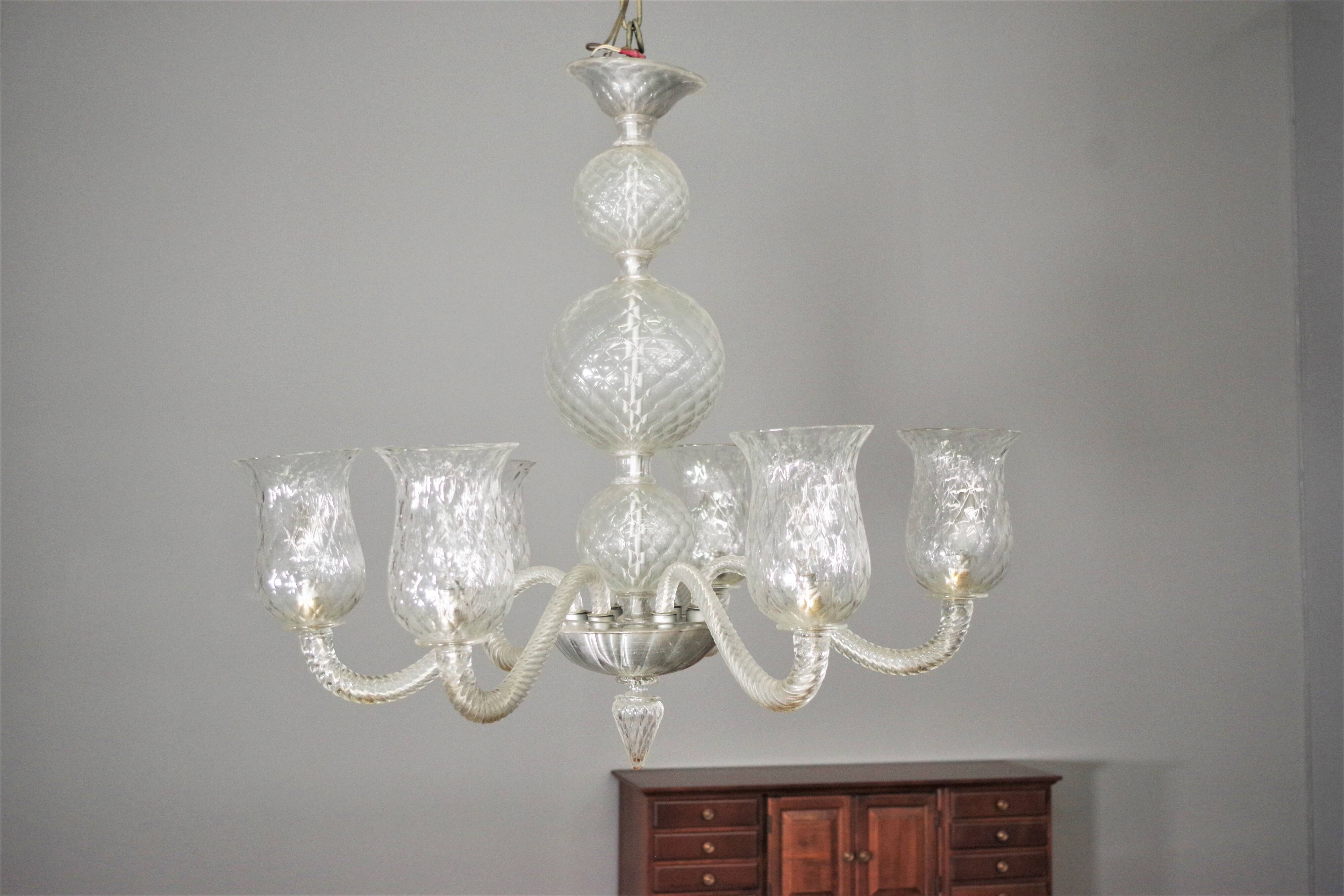 Venini ceiling lamp in Murano glass, 1950