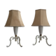 Paire de lampes de chevet du milieu du siècle en laiton et abat-jour en tissu, années 1960, Allemagne