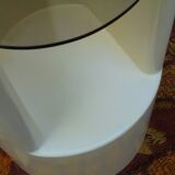 Cylindrical fiberglass bedside table from the 60s