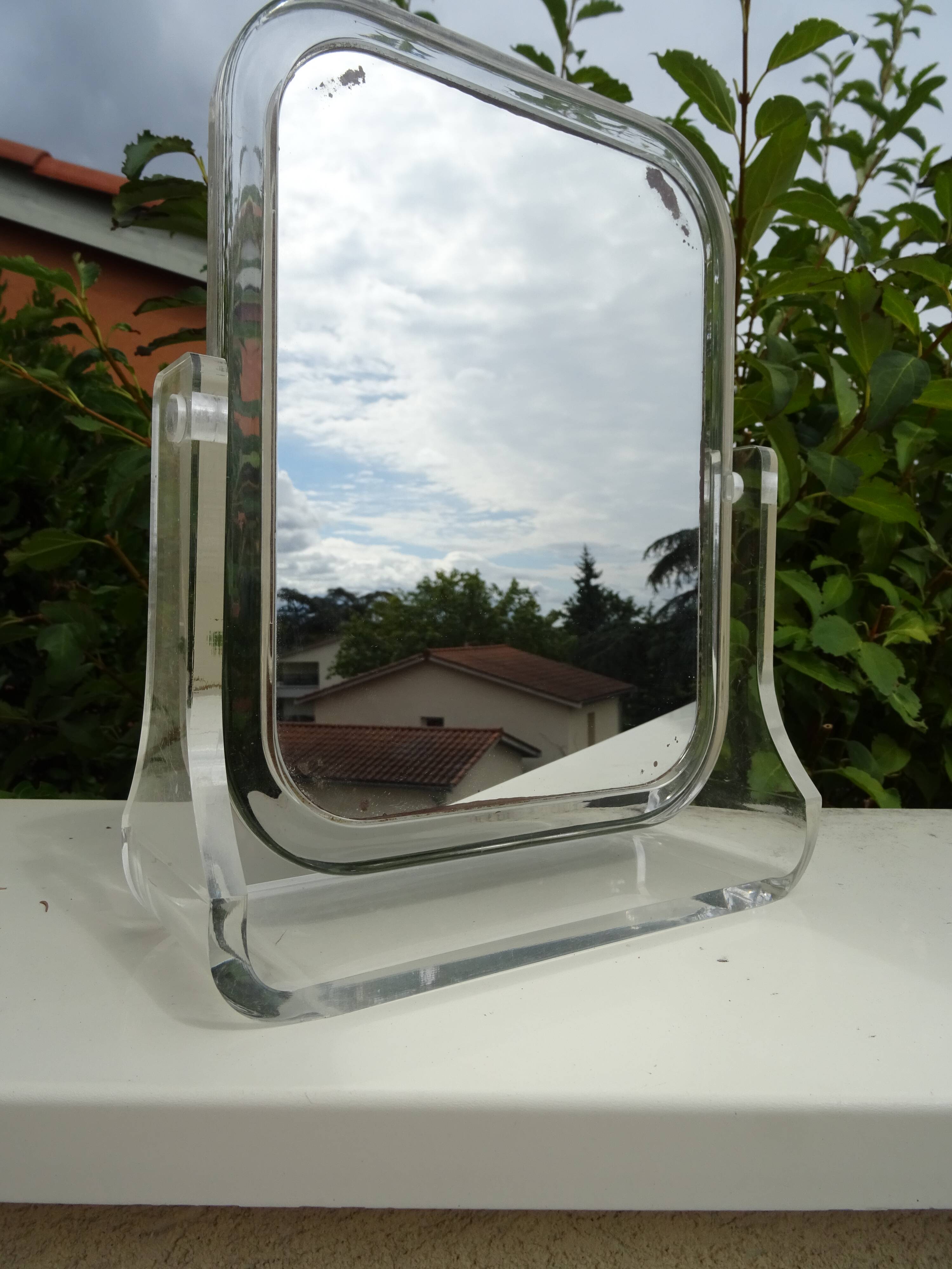 Vintage double-sided plexiglass mirror from the 60s/70s